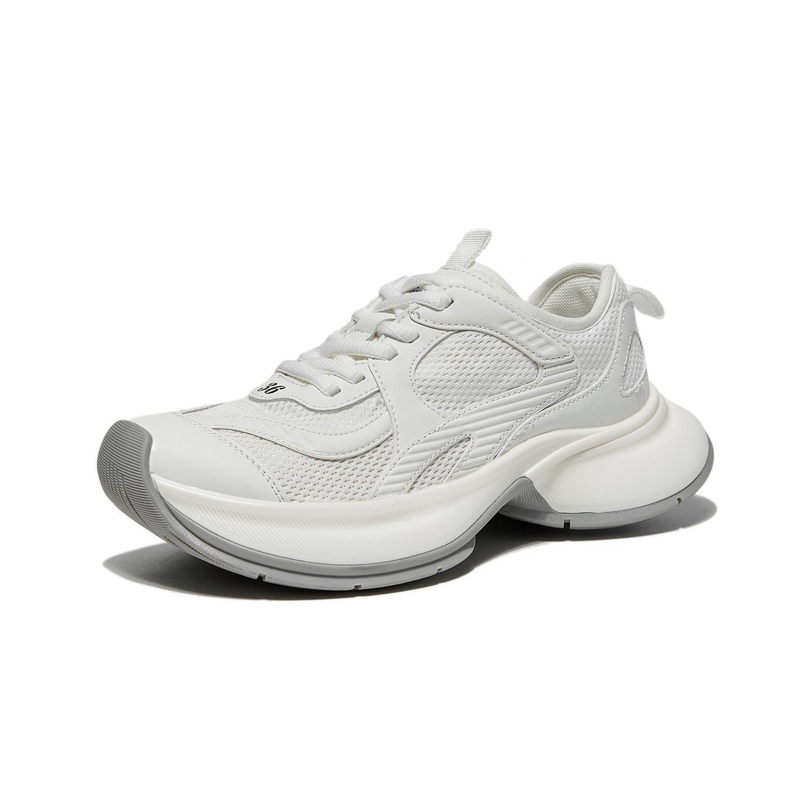 

Женские весенние новые туфли на шнуровке спереди, на толстой подошве, увеличивающие рост, универсальные, летние дышащие сетчатые кроссовки 35 белый