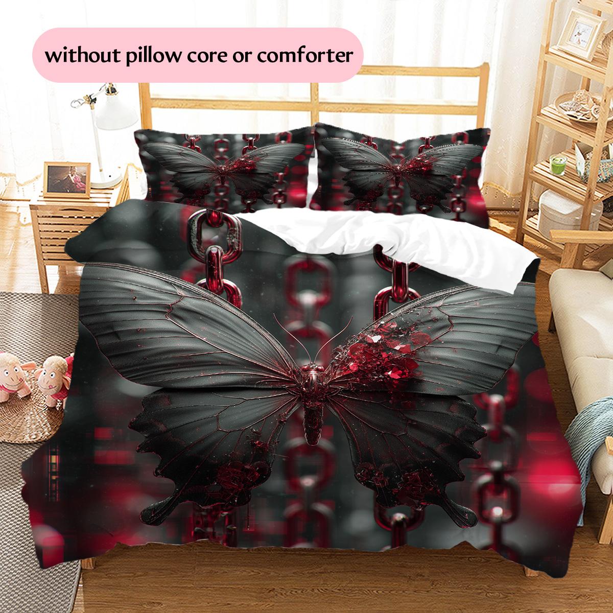 Chain Butterfly  Pattern Bedding Quilt Set Quilt Cover Pillowcase Home Decoration  Gift (1 * duvet cover + 2 * pillowcase, without core) 135x200cm