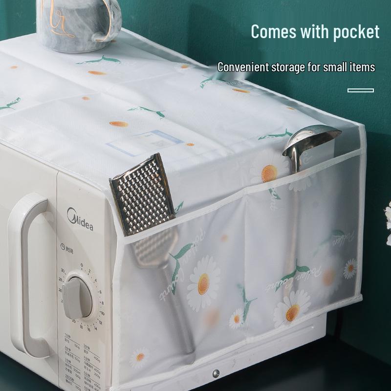 Fresh Style Waterproof Microwave Oven Dust Cover with Storage Bag - Dustproof and Oil-proof Cloth for Home Use