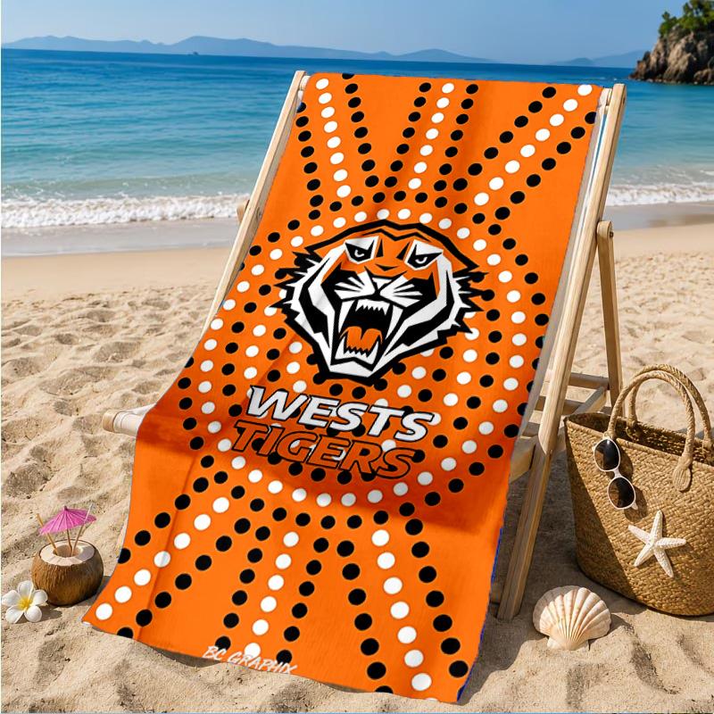 Wests Tigers Roar Stärke und Stolz Strandtuch, Schnelltrocknend, Pflegeleicht, Geeignet für Fitness und Strandurlaub, Sport-Essential