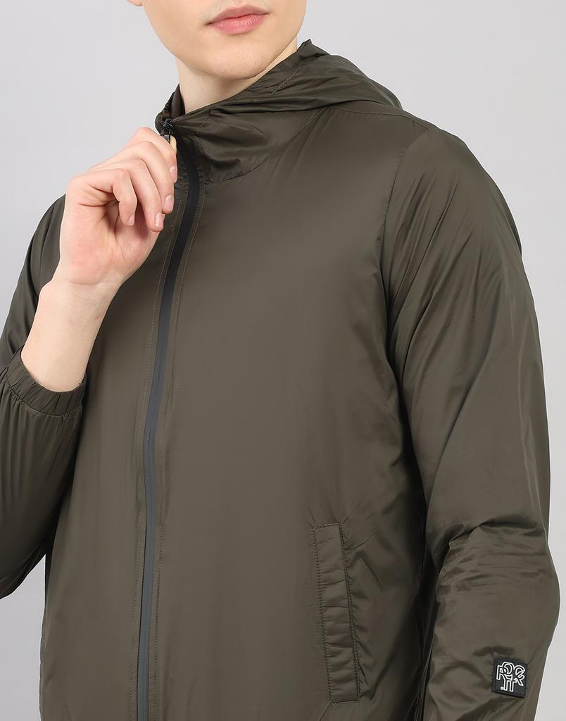 Rock.It Men's Regular Fit Solid Hooded Full Sleeve Jacket