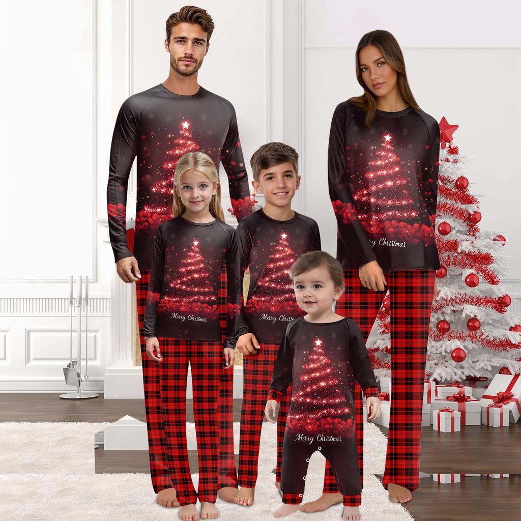 Christmas Prints Family Matching Long Sleeve Tops+Pants Set Family Matching Sets