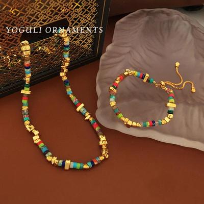 Collana Girocollo Retro Bohemien con Pietre e Perline per Donna