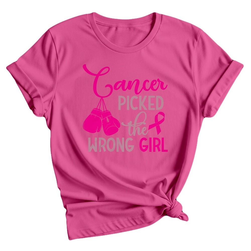 Breast Cancer Picked The Wrong Girl Awareness Fight Pink Ribbon Unisexs TShirt