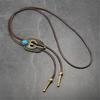 Stylish PU Leather Bolo Tie Necklace With Alloy Accents Stylish Wax Cord Necktie For Men Women Fashion Accessories