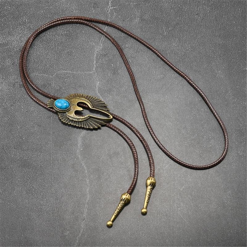 Stylish PU Leather Bolo Tie Necklace With Alloy Accents Stylish Wax Cord Necktie For Men Women Fashion Accessories