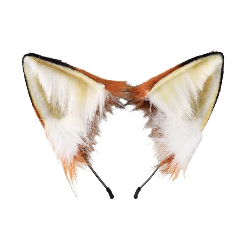 Anime-Cosplay Props Foxes Ears and Tail Set Plush Furry Animal Ears Hairhoop with Foxes Tail Fancy-Dress Party Costumes