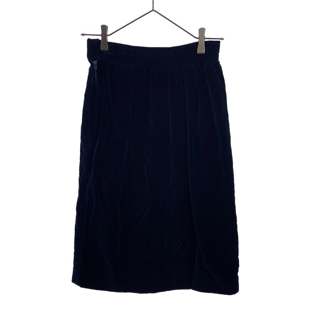 SAINT LAURENT 60s 70s Midi length Velor Pencil skirt Side Zip Old Vintage Women Used