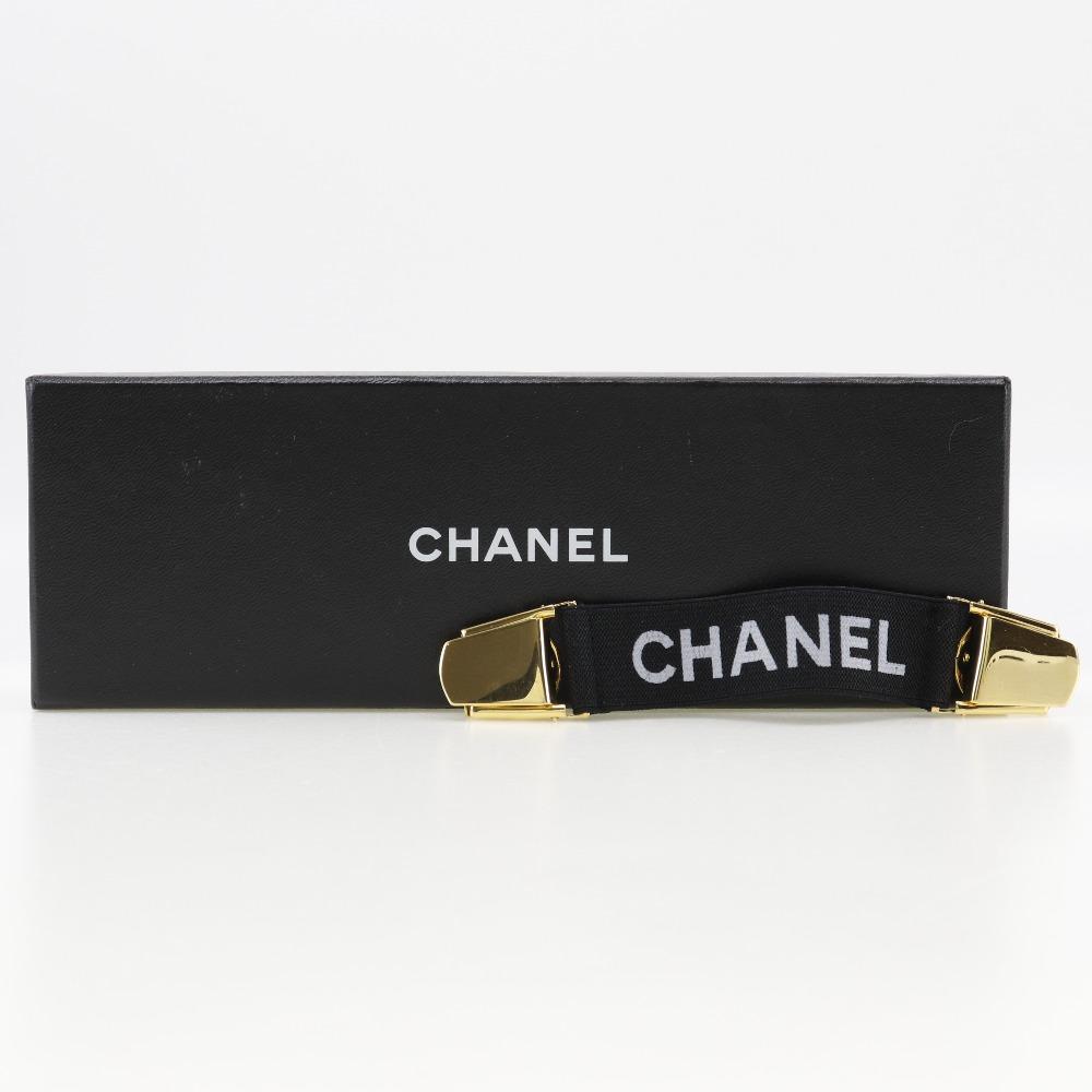 Chanel Arm Band Other Miscellaneous Goods Clip Logo Black Rubber/Plated Gold Women Used