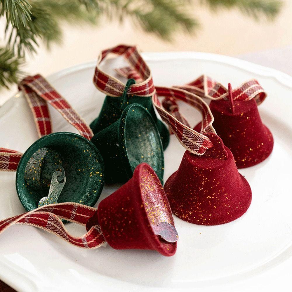 6pcs Iron Christmas Chime Bells Ornament Retro Xmas Tree Hanging Bells New Year Home Ornament