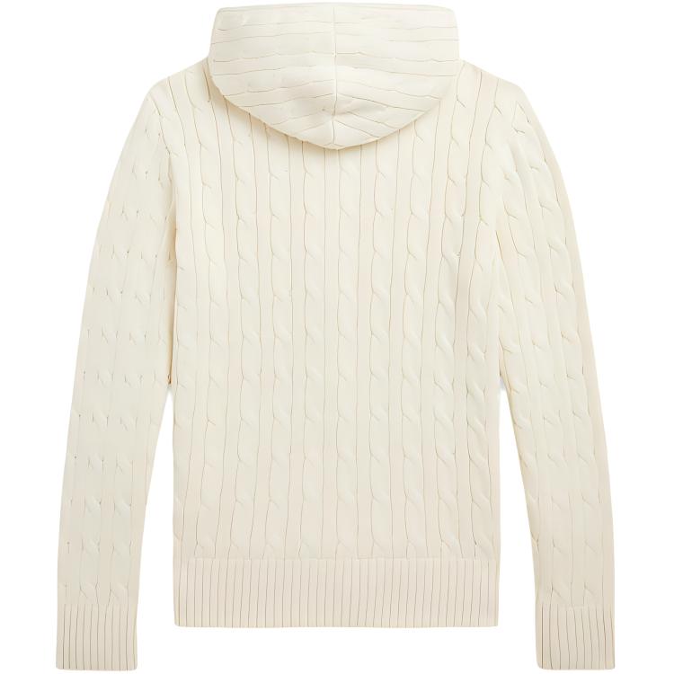 Polo Ralph Lauren Sweater FW24 Solid Color Logo Embroidered Hooded Long Sleeve Kids Sweater Cream CWPOSWEY6820521-101