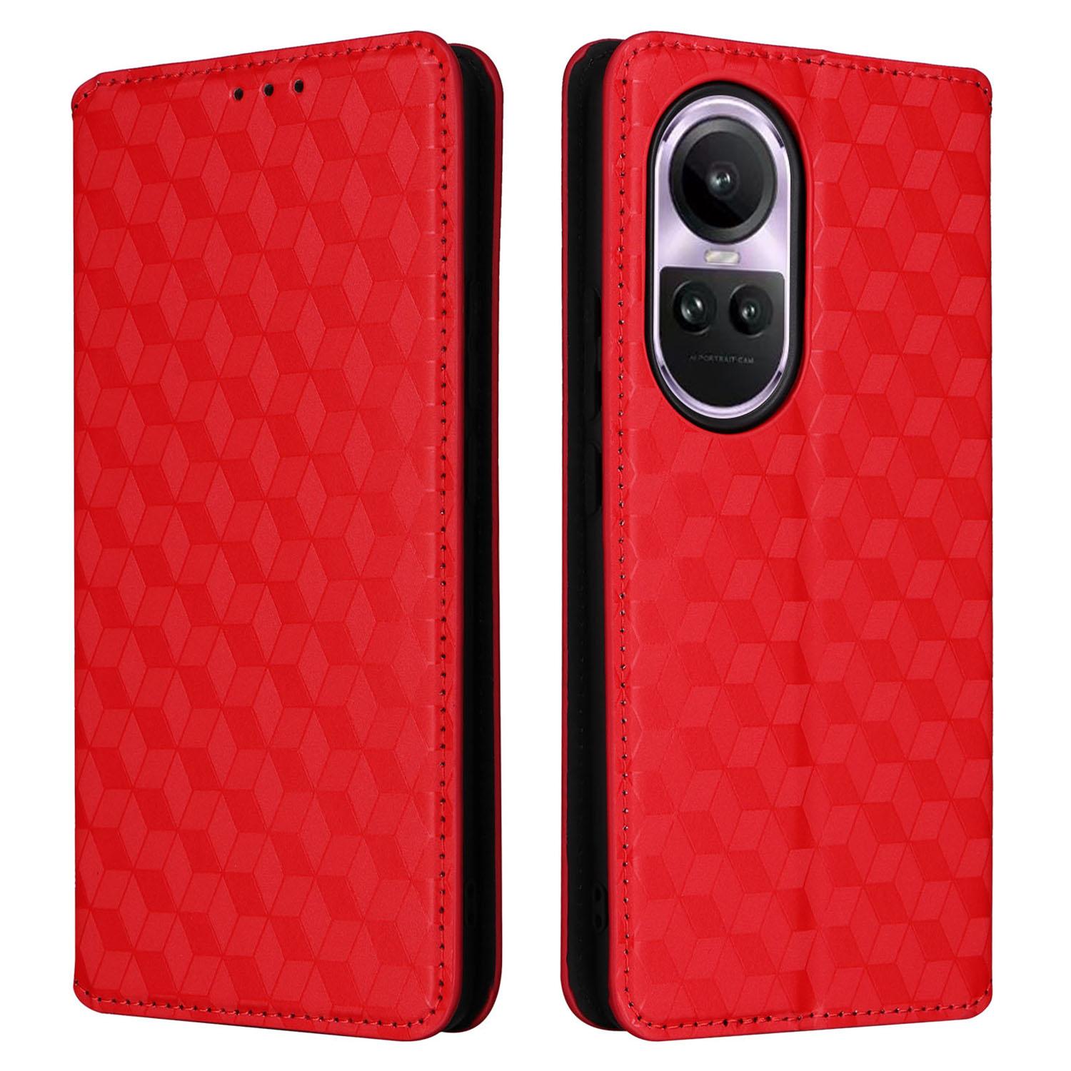 

Для Oppo Reno10 5G CPH2531 (Глобальный)/Reno10 Pro 5G CPH2525 (Глобальный) Чехол-кошелек для телефона с ромбовидным тиснением из искусственной кожи, чехол-подставка Red