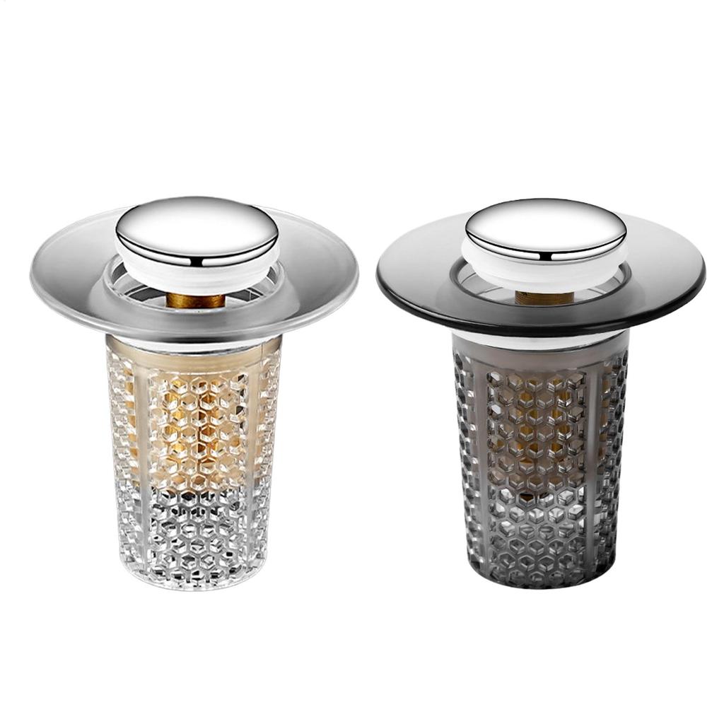 Pop Up Sink Drain Strainer Bathroom Bouncing Sink Filter Anti-clog Press Pop Up Core Drain Filter for Shower Kitchen Laundry