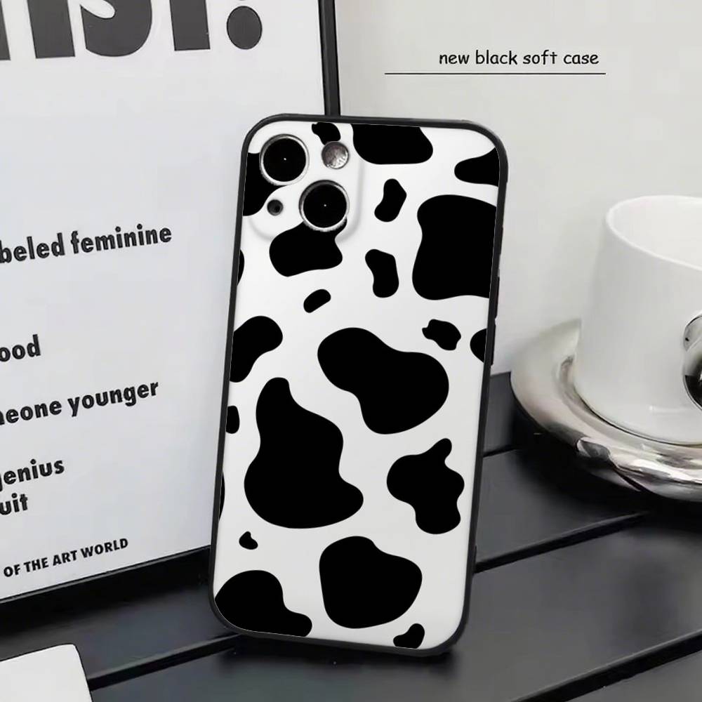 Milk Cow Zebra Strip For iPhone 13,17,11,12,16,14,15,Plus,Pro Max Soft Silicone Black Phone Case