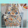 Flower Crab Fox Bear Daisy Cartoon Printed Student Backpack With Pendant For Daily Commuting