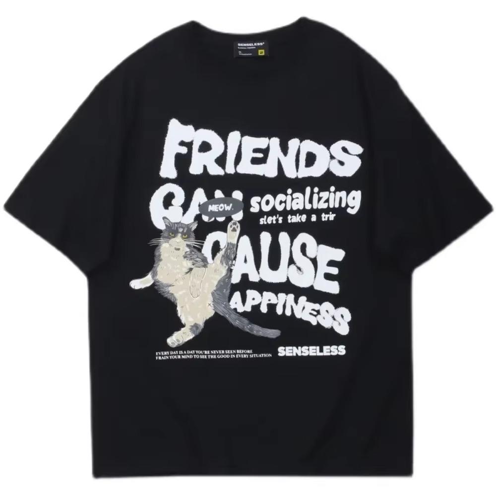 

Оригинальная американская ретро-мультяшная футболка с принтом кота кунг-фу, с круглым вырезом, универсальная свободная, для пар, смешная, с коротким рукавом, для мужчин и женщин S