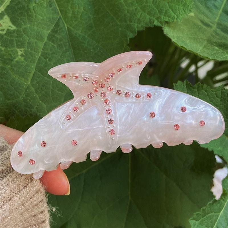 New Starfish Hair Claw Clip Ocean Beach Crystal Rhinestone Shark Clip Hairpin Hair Clamps Grab Elegant Women Hair Accessories