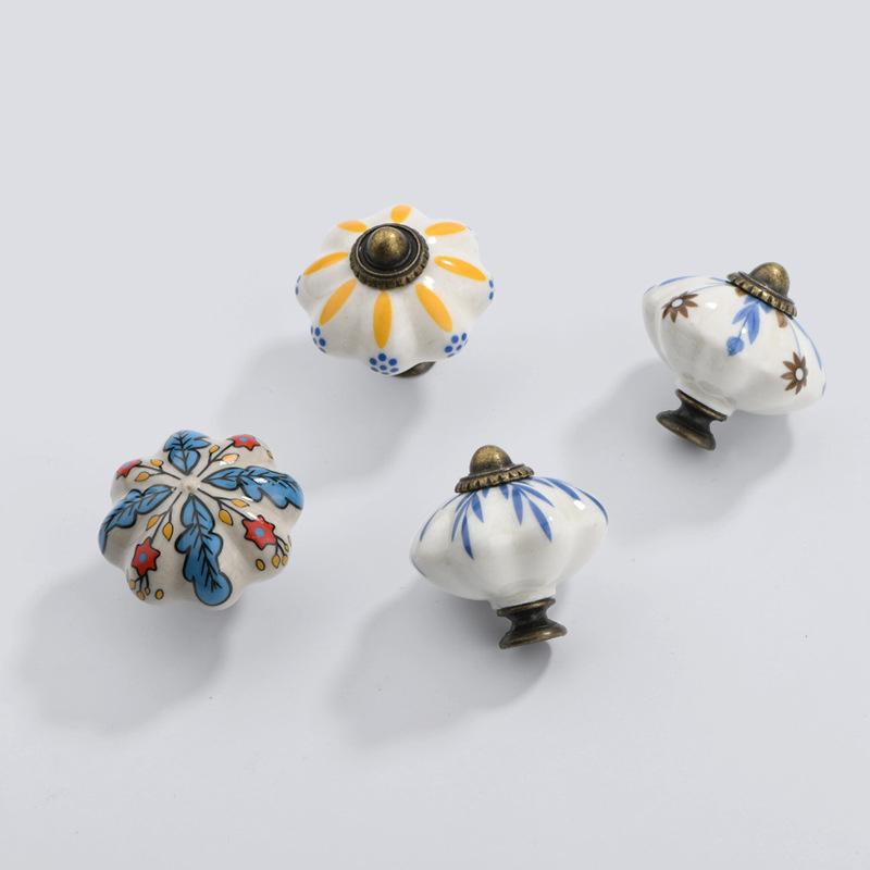 Vintage Ceramic Pumpkin Cabinet Knob Drawer Furniture Handles Dresser Door Pulls Wardrobe Closet Cupboard Hardware Accessories