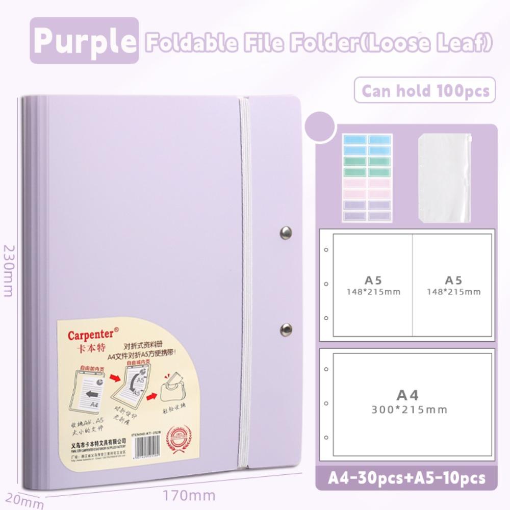 A5 To A4 File Folder With Insert Pages Loose leaf Exam Paper Storage Clip Waterproof Foldable Document Organizer Students