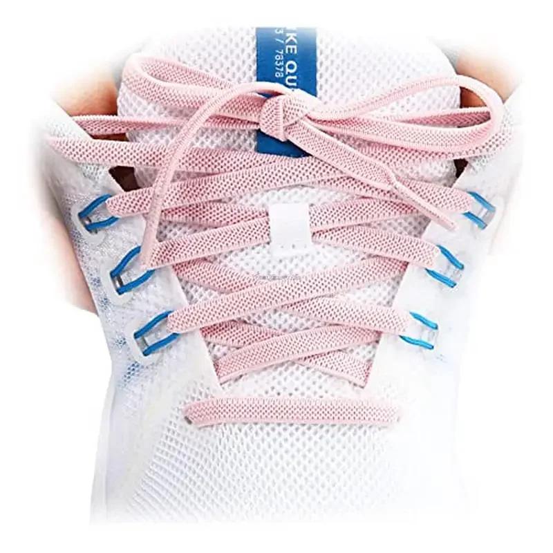 Elastic Flat Classic Sneakers Shoelaces 7 Mm Width Shoelaces for Kids Adults Shoe Laces Rubber Bands for Shoes Accessories 1Pair