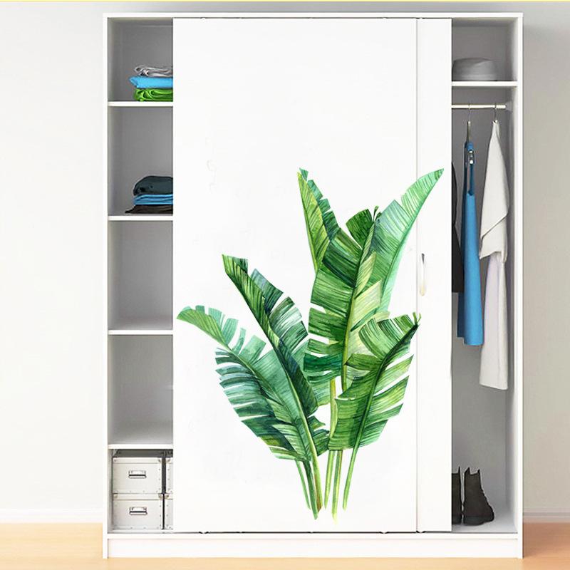 Green Large Leaf Wall Sticker, Tropical Plants Decor, Self-Adhesive Poster for Dorm Room