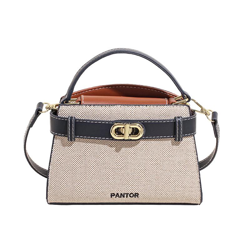 Commuter large-capacity canvas bag women's 2025 new popular and popular versatile messenger bag fashion contrasting handbag