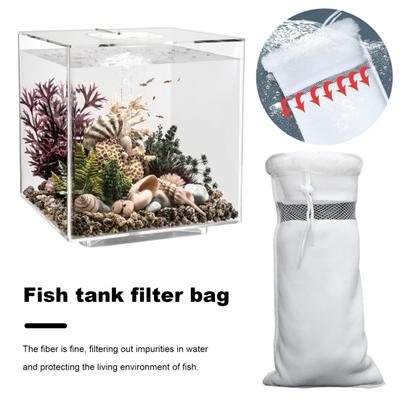 Wiederverwendbarer Filterbeutel für Aquarien, biologische Filterung, Wasserreinigung, Waschfilterbeutel mit Kordelzug, verformungssicherer Bodenfilter für Aquarien