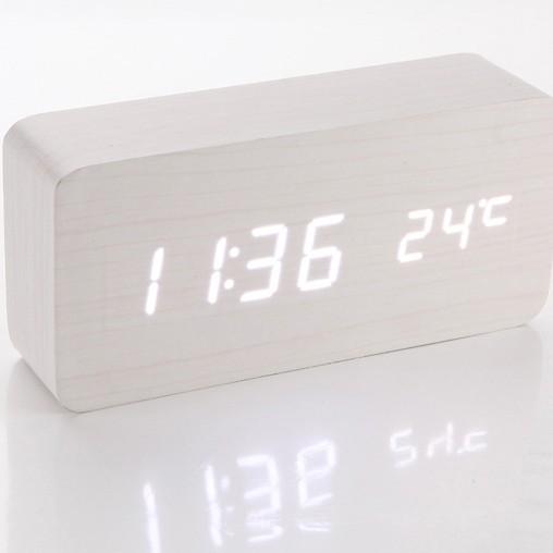 LED Wooden Clock Desktop Silent Electronic Alarm Clock Home Ornament Clock USB Dry Battery Dual-purpose Alarm Clock