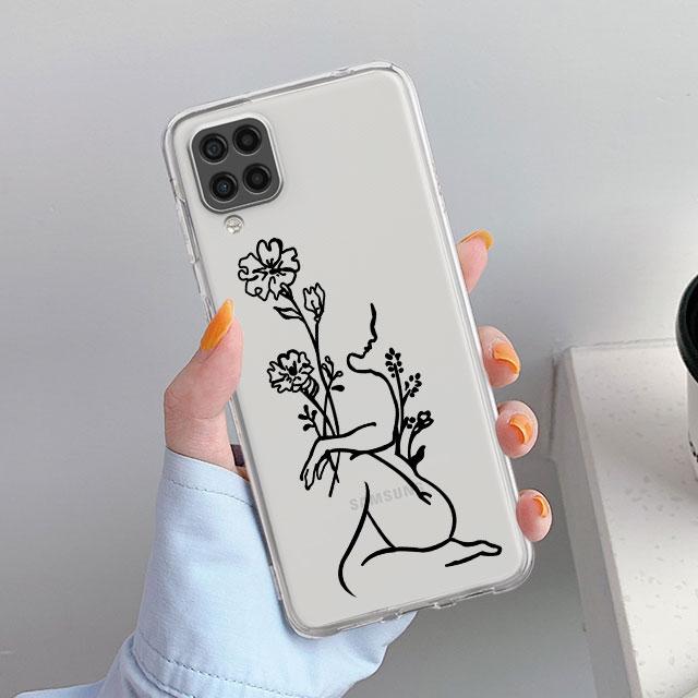 

Прозрачный чехол Love Line с цветком для Samsung Galaxy A52 A12 A51 A32 A21s A71 A32 A22 50 A70 A31 A72 5G, чехол для телефона Samsung A71 5G