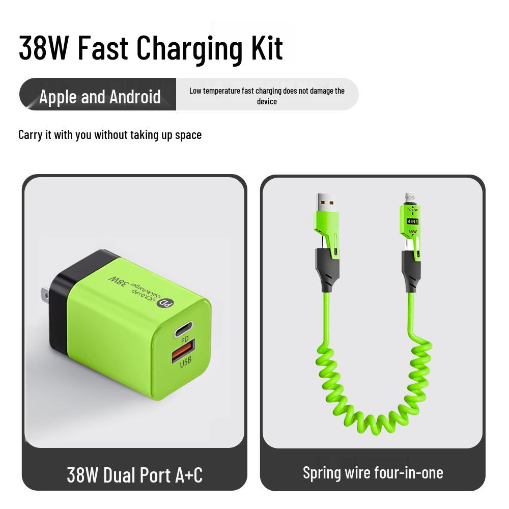 Macaron 38W Dual Port Fast Charger: USB+PD for Apple & Huawei Phones