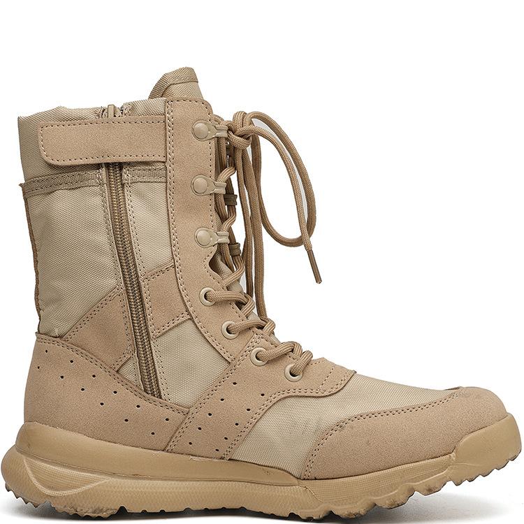 Summer men's breathable combat boots high-top tactical desert boots side zipper women's outdoor boots