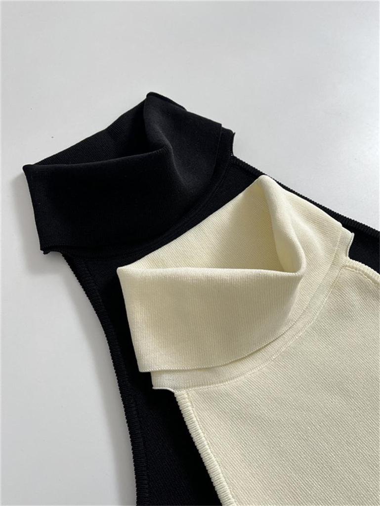 2026 Spring/Summer Elegant High Neck Sleeveless Straight Vest T-shirt for Women