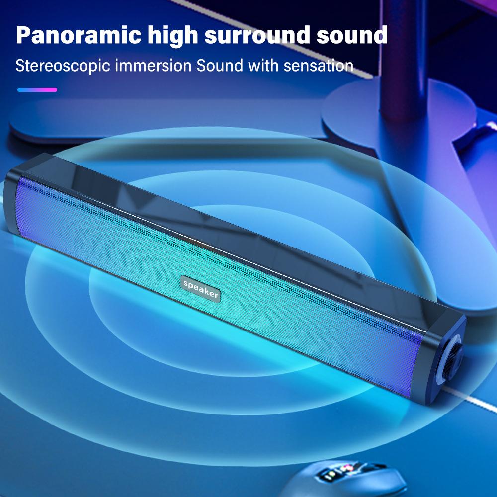 E-1411 Desktop Bluetooth Speaker Subwoofer Computer Long Speaker for Office Leisure Entertainment Suitable Wireless Sound System