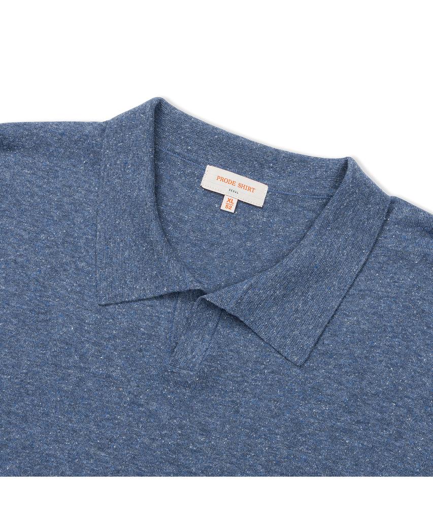 PRODESHIRT Vintage Soft Linen Open Collar Knit (Sunset Blue)