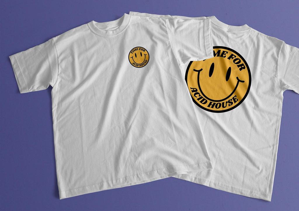 Acid House Smiley T-Shirt - Retro 90s Club Rave Tee - House Music T-Shirt - Festival Clothing Gift