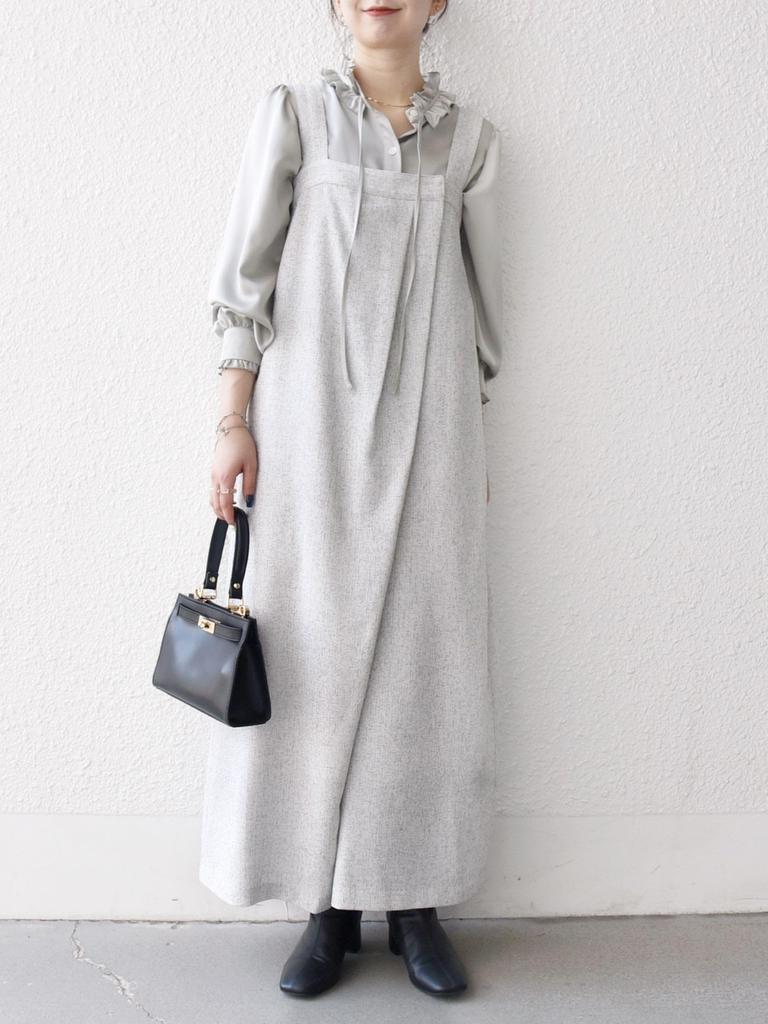 Ships Any Machine Washable Tweed-Like Overalls [Navy Blue] 724550092 Light Gray One Size