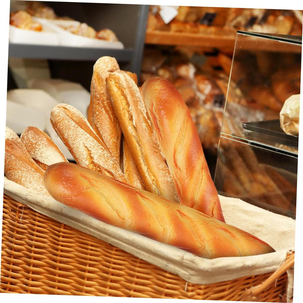 YARDWE Artificial French Longbread Lifelike Fake Food Kitchen Decor Photography Props PU Fake Bread Model 2-Piece Pan - -