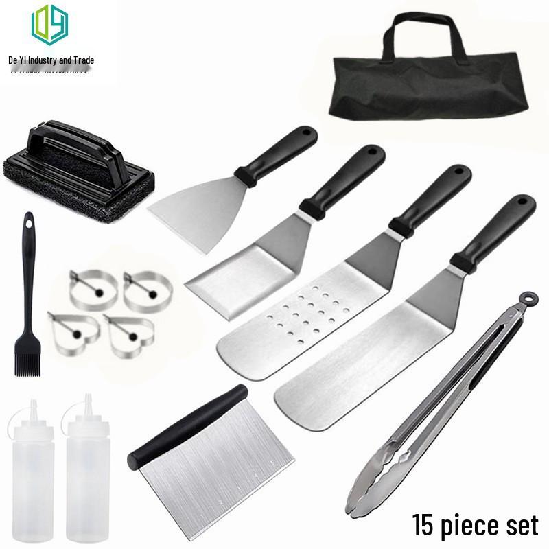 Outdoor BBQ Tool Set: Stainless Steel Grill & Frying Spatulas