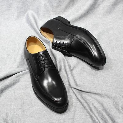 Fashion Classic Men's Genuine Leather Derby Shoes Plain Toe Handmade Lace-Up Office Dress Wedding Outdoor Formal Footwear