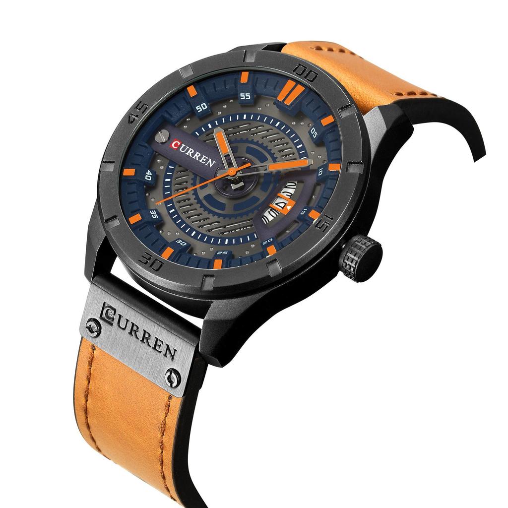 Curren 8301 Men's Leather Strap Business Calendar Watch