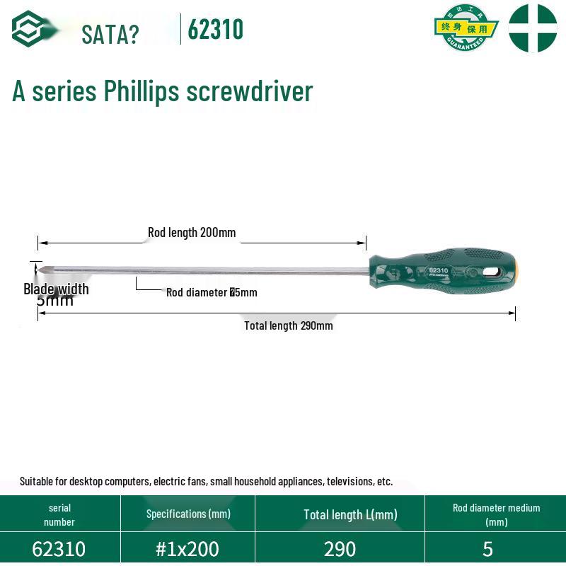 SATA 62303 Phillips Magnetic Screwdriver, 62304 Torx Screwdriver, A Series 62302