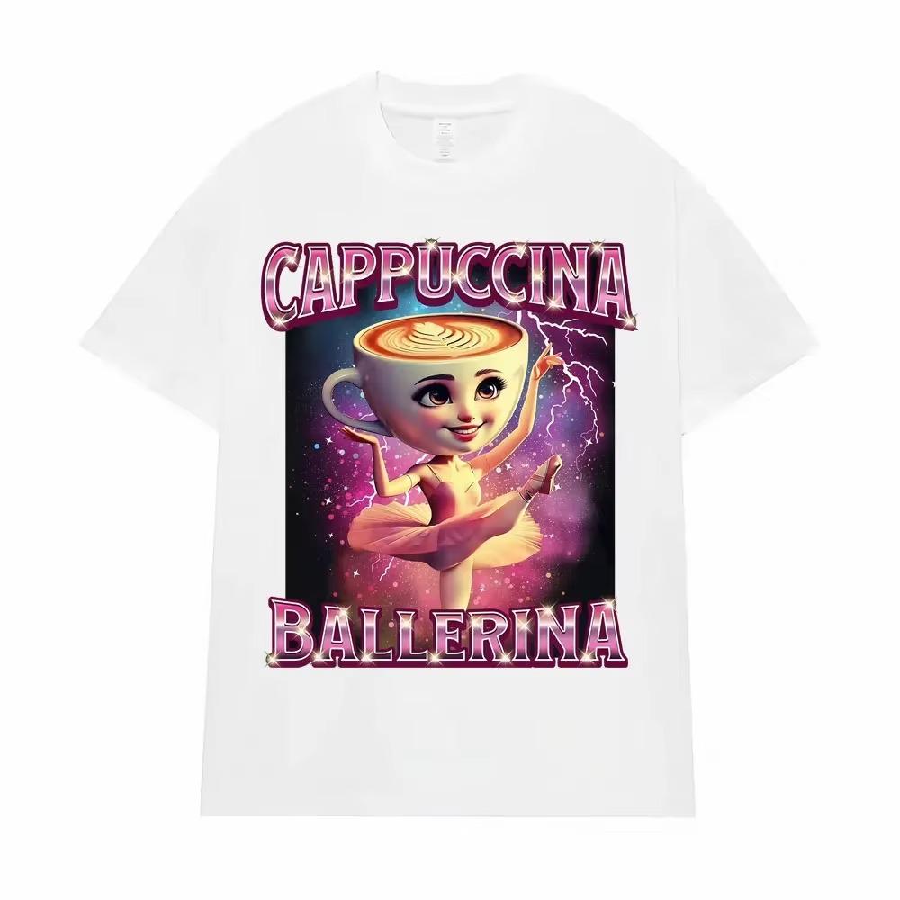 Cappuccina Ballerina Funnu Italian Brainrot Meme T Shirt Men Women Clothing Fashion T Shirts Casual High Quality  T-shirt