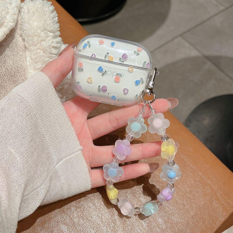 

для Oppo Enco Air4i Чехол для наушников Прозрачный Новый Oppoencoair4i Защитный чехол для Bluetooth-гарнитуры Чехол Oppoair4i Женская цепочка ТПУ Раздельный чехол OPPO Enco Air4i [with I]] Tulip + Chain