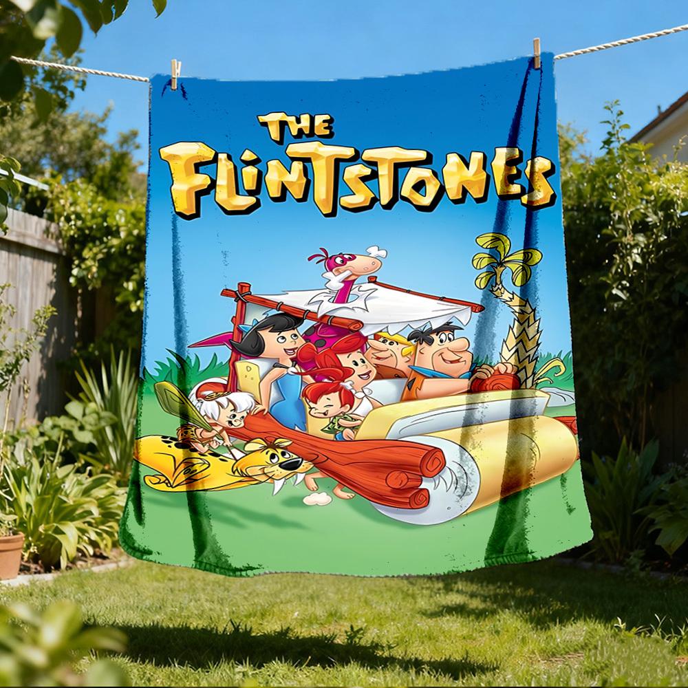

1pc Flintstones Outdoor Flannel Blanket Gift For Boys Girls Adults, Family Friends 80x120cm