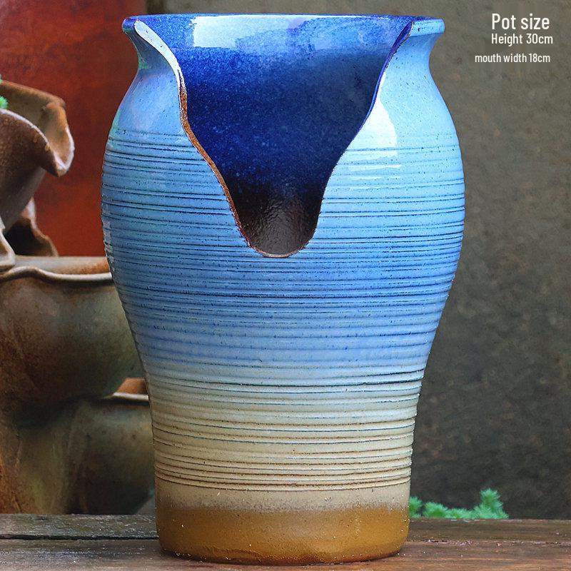 Handmade Double Ear Ceramic Succulent Flower Pot with Cutouts