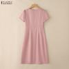 ZANZEA Women Casual Round Neck Summer Short Sleeve Print Dress