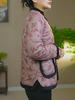 Elegant Fleece-Lined Pearl Button Cotton Jacket for Middle-Aged & Elderly Women - Warm Retro Winterwear