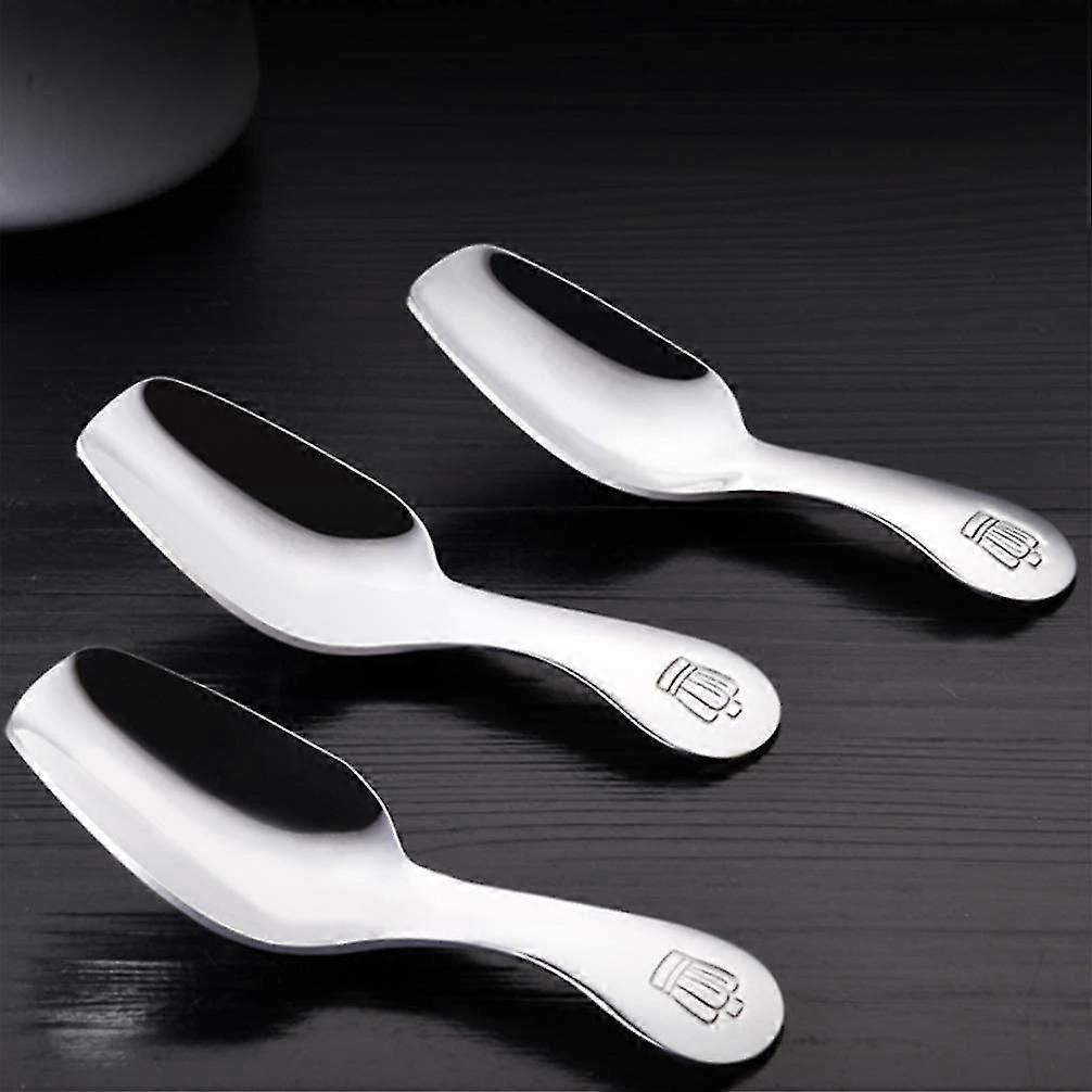 Stainless Steel Mini Teaspoon Short Handle Small Salt Scoop Spice Coffee Spoons For Loose Tea Leaves Coffee Beans Candy Milk Powder Silver4pcs)