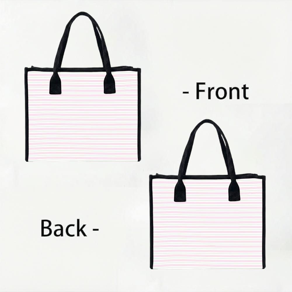 Pink White Striped Tote Bag Casual Daily Handbag Large Capacity Reusable Shopping Bag for Women Outdoor Commute