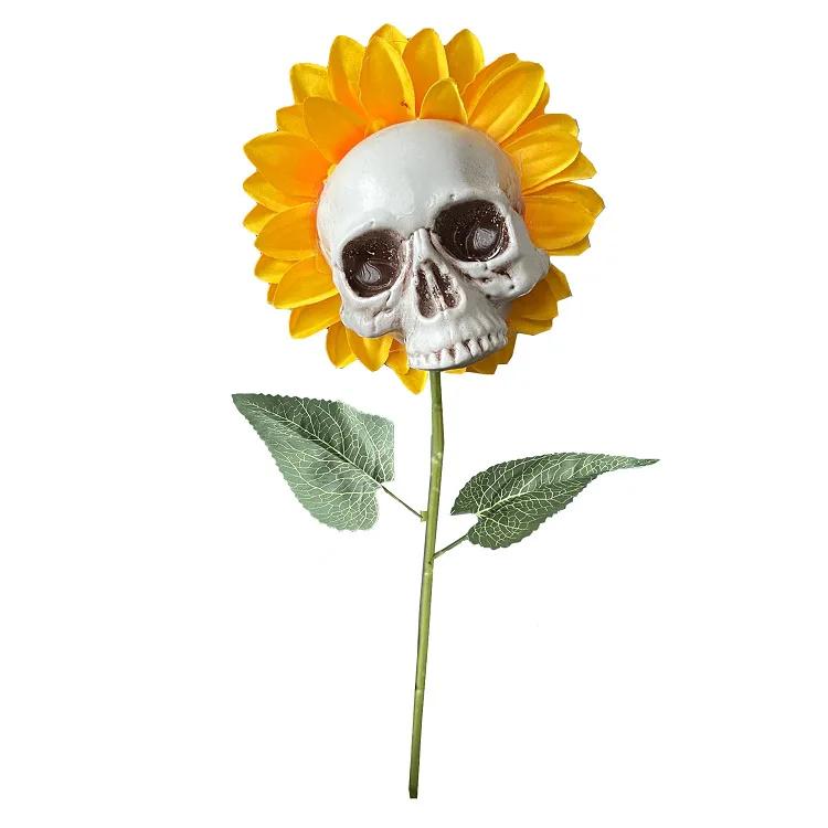 Sunflower Horror Skull Craft Decoration Simulation Flower Halloween Decoration Garden Simulation Flower Ornaments Gardening